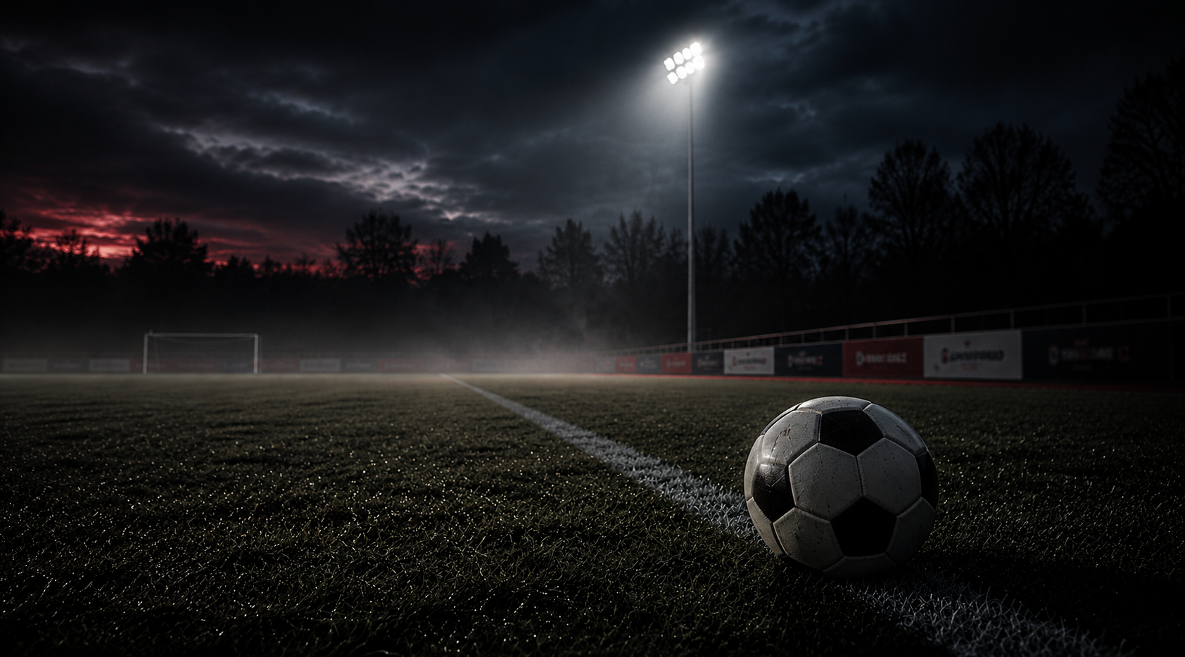 Ein Ball vor den Banden